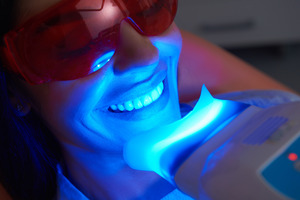 Someone having teeth whitening done