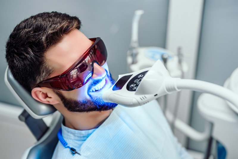 A man getting his teeth professionally whitened